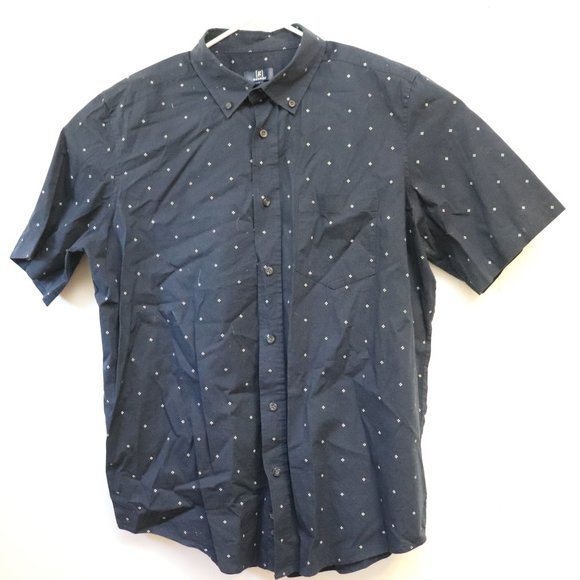 George Mens Button Down Shirt‎ Blue Short Sleeve Size Large - Picture 1 of 4